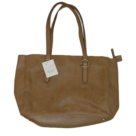 Relic by Fossil Handbag Camel Brown Double Straps Tote Purse - Picture 1 of 7